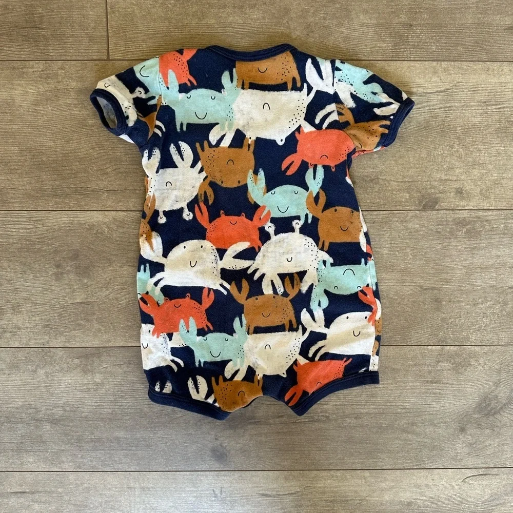 Carter’s 12 Months Baby Boy Vibrant Crab Button Down Romper Super cute